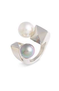 Majorica Art Deco Pearl Open Statement Ring  