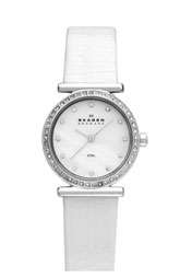 Skagen Crystal Bezel Leather Strap Watch Was $135.00 Now $79.90 40% 