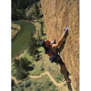  Climber on Smith Rock Above the Crooked River National 