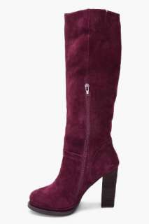 Jeffrey Campbell High Maroon Suede Booties for women  