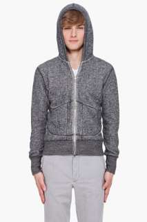 Wings + Horns Charcoal Loop Zip Hoodie for men  