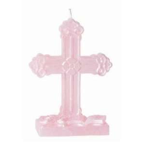   / Christening Cake Decoration Cross Candle   Pink Toys & Games