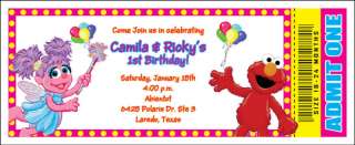 10 Abby Cadabby & Elmo Personalized Ticket Invitations  
