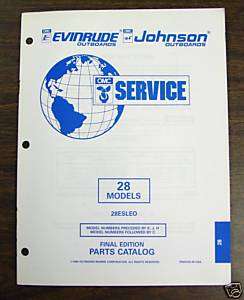 1995 Johnson Evinrude Parts Catalog 28 Models  