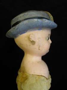 15.5 Early Wax Over Papier Mache RARE MOLDED HAT c1840  