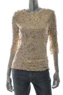 French Connection Gold BHFO Blouse Embellished Top 6  
