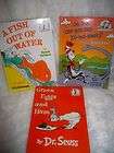 BARELY USED DR SEUSS SET OF 3 A FISH OUT OF WATER, GREE