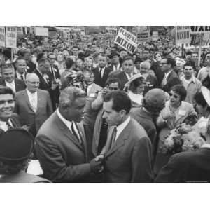  Baseball Great Jackie Robinson Shaking Hands with Richard 