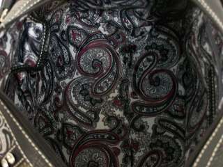 Fleur De Lis Rhinestone Patchwork Fashion Handbag Purse Beige Black 