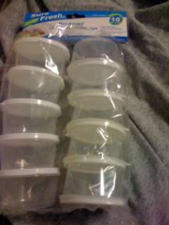   10 small mini plastic storage containers for food, crafts, etc.  