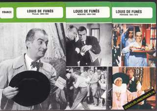 LOUIS DE FUNES Film Star FRENCH BIOGRAPHY PHOTO 3 CARDS  