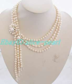 Fashion Jewelry 3 Strands White Freshwater Pearl Necklace  