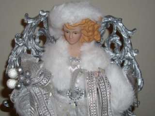 Extra Large Christmas Tree Angel * White Velvet w/Silver detail 