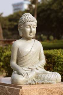  White Grey Buddha Garden Figure Statue Indoor Outdoor Statuary  