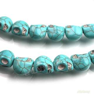 6strings New Fashion Loose Gemstones Turquoise Beads Blue Skull 12mm 