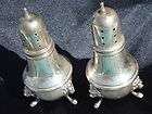 POOLE STERLING SILVER SALT & PEPPER SHAKERS FOOTED LION