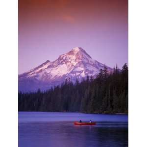  Boys in Canoe on Lost Lake with Mt Hood in the Distance 