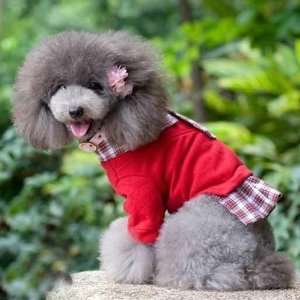   Uniform Red Shirt for Dogs Apparel (Removable Tie)