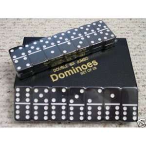  Double Six Jumbo Dominoes (8.5 x 5) Set of 28 Black Case 