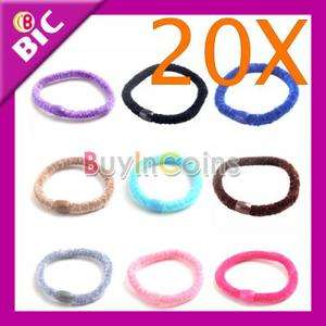 20 x Girl Soft Cotton Ring Elastic Ties Hair Band Rope  