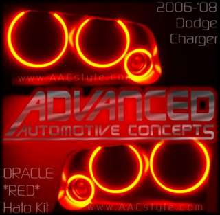 Dodge Charger Triple Headlight RED HALOs Demon Eyes Kit  