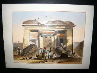 John Allan 1843 Folio Hand Col Print. Temple, Teffa, Egypt  