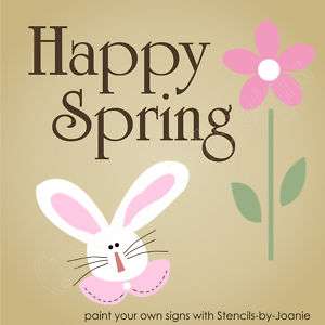 STENCIL Primitive Happy Easter Bunny Spring Flower sign  