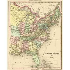  UNITED STATES (EASTERN USA/U.S.A.) BY H.S. TANNER 1835 MAP 
