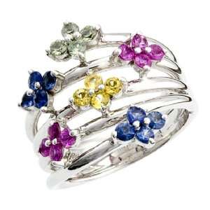  Effy Jewelers Multi Sapphire Ring in 14k White Gold, 1.60 