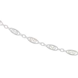 Elegant and Stylish 7 inch Filigree Scroll Chain in Sterling Silver 