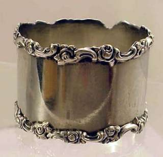 Antique Shreve & Co. Sterling Napkin Ring w/ Roses Maybelle Monogram 