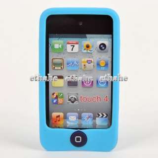 Jelly Bean For iPod Touch 4 Silicon Cover Case Blue E1EF16  