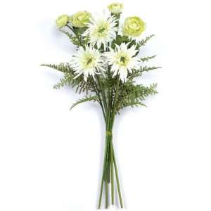 Pack of 4 Artificial White Gerbera Daisy & Ranunculus Silk 