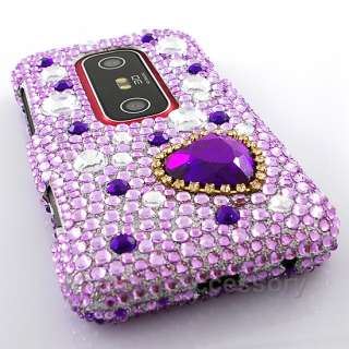 Purple Hearts Bling Hard Case Cover For HTC Evo 3D  