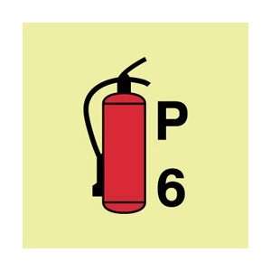 IMO120P   IMO Symbol, Fire Extinguisher Powder P6, 6 x 6, Glow Vinyl 