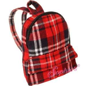  Red Plaid Mini Backpack for 18 Inch Dolls Toys & Games