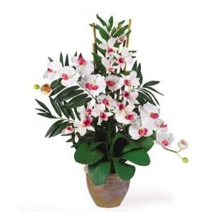   /White Double Phal/Dendrobium Silk Flower Arrangement