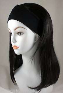 Elastic Headband Hairpiece w/Long Straight Hair Hairdo  