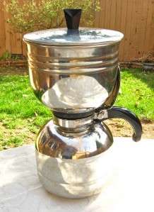   stainless steel vacuum coffee maker/ siphon pot, 12 cups; vintage