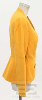 Thierry Mugler Gold Yellow Wool Seamed Detail Snap Front Jacket Size 