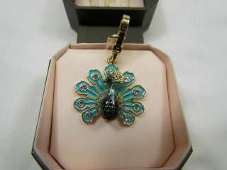 Juicy Couture Green Gold Peacock Charm 4 Bracelet Necklace Keychain 