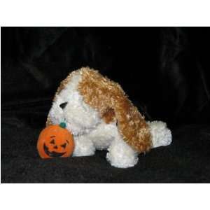  Ganz 4 Halloween Soft Spot Tan & White Pup With Pumpkin Plush 