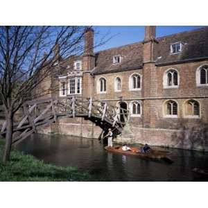  Mathematical Bridge, Queens College and Punt, Cambridge 