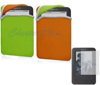  Kindle 3 3G WIFI Green Orange Sleeve Case+SCREEN  
