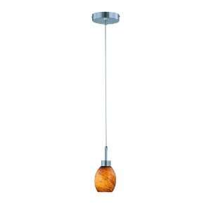   Pendant Lamp with Amber Glass Shade, Polished Steel