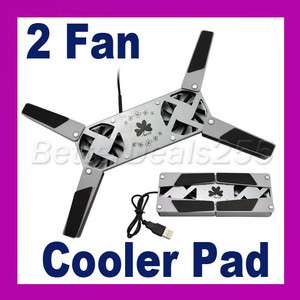 Rotatable USB 2 Fans Cooler Cooling Pad Laptop Notebook  