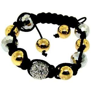    New black silver & gold disco ball shamballa bracelet Jewelry