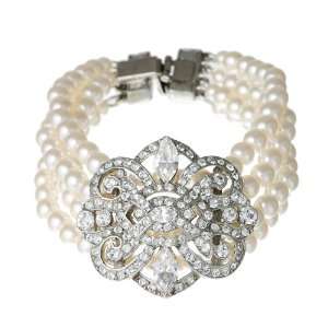  Ben Amun   Pearl and Vintage Deco Crystal Bracelet 