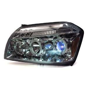 05 07 Dodge Magnum black Dual HALO LED Projector Headlights + Diamond 
