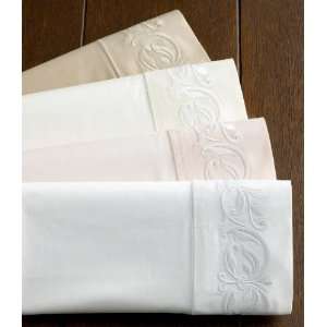 Charter Club Embroidered Queen Sheet Set, White W/grey Embroidery